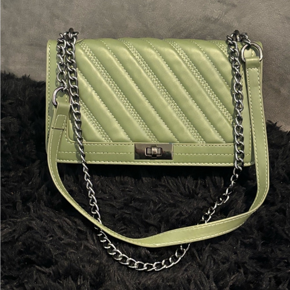 Aldo Green Quilted Crossbody Bag with Chain Strap
